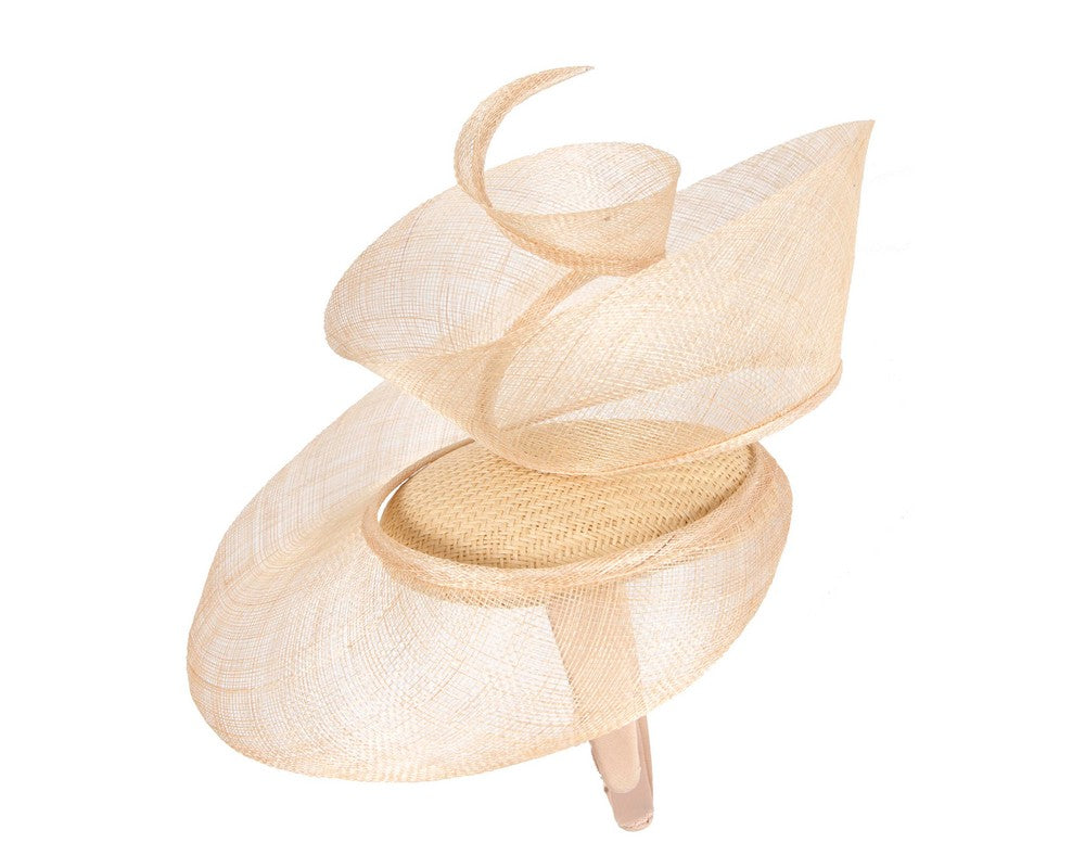 Bespoke nude sinamay fascinator by Fillies Collection-2