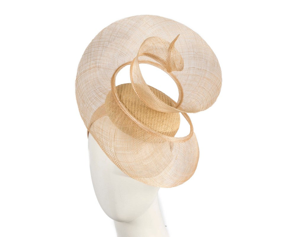 Bespoke nude sinamay fascinator by Fillies Collection-0