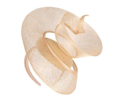 Bespoke nude sinamay fascinator by Fillies Collection-1