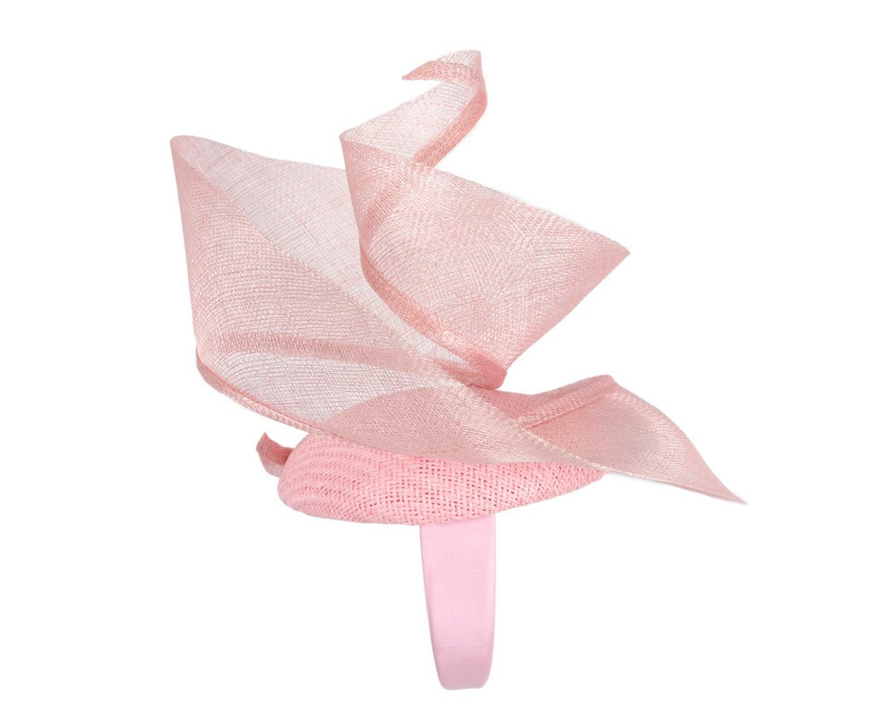 Bespoke pink sinamay fascinator by Fillies Collection-3
