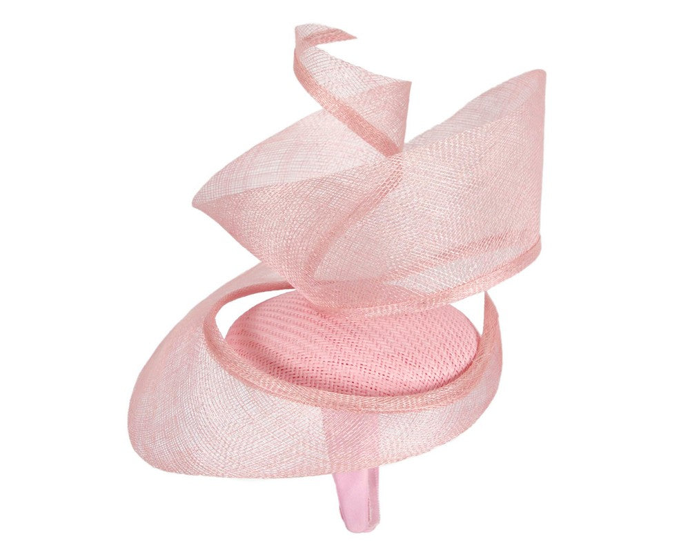 Bespoke pink sinamay fascinator by Fillies Collection-2