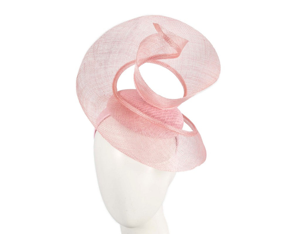 Bespoke pink sinamay fascinator by Fillies Collection-0