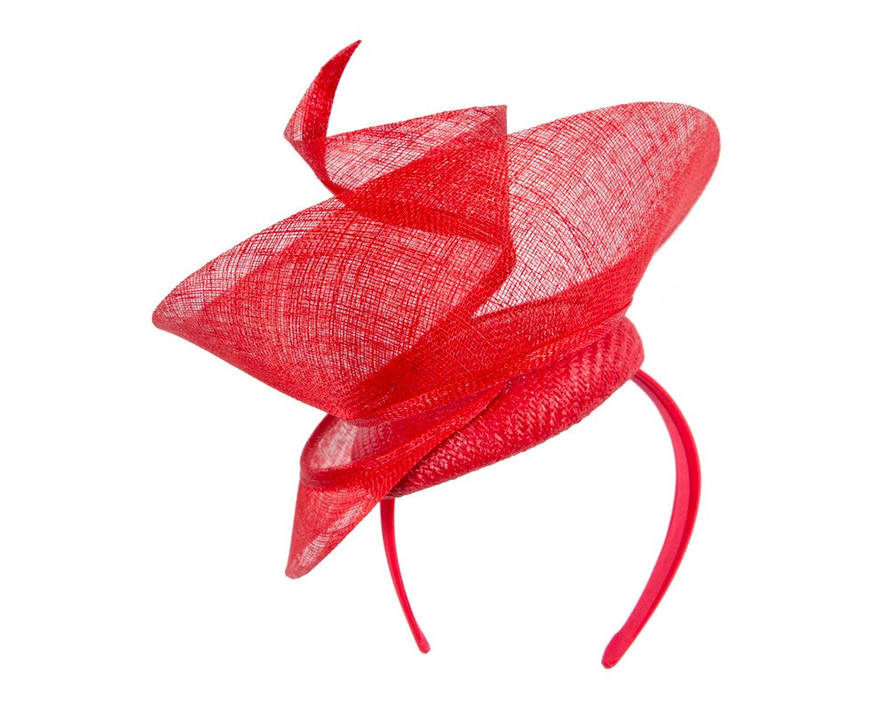 Bespoke red sinamay fascinator by Fillies Collection-5