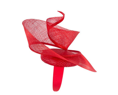 Bespoke red sinamay fascinator by Fillies Collection-3