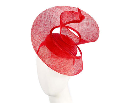 Bespoke red sinamay fascinator by Fillies Collection-0