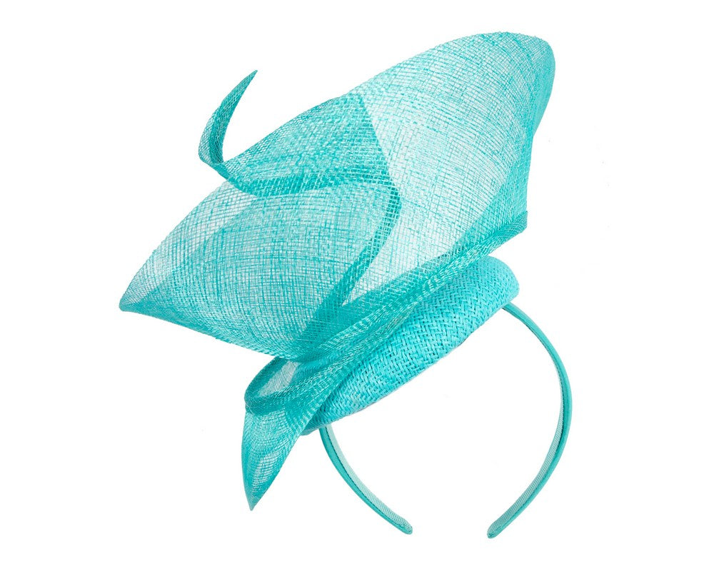 Bespoke turquoise sinamay fascinator by Fillies Collection-5