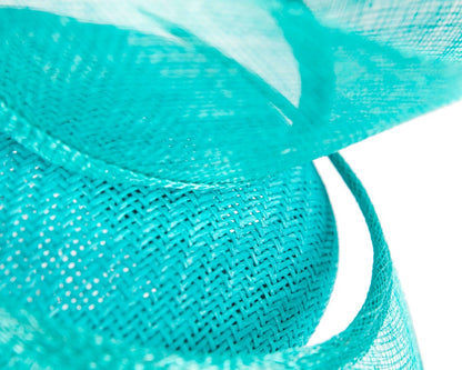 Bespoke turquoise sinamay fascinator by Fillies Collection-4