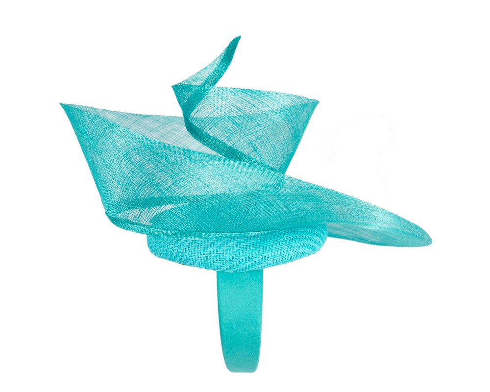 Bespoke turquoise sinamay fascinator by Fillies Collection-3