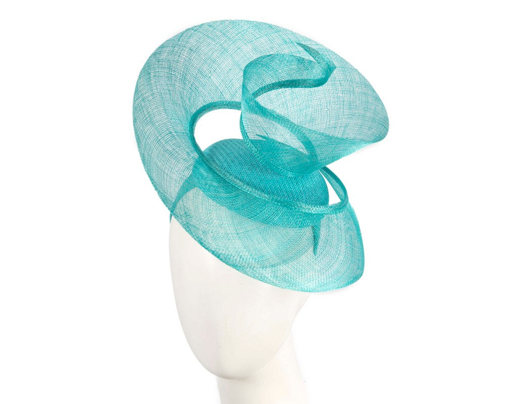 Bespoke turquoise sinamay fascinator by Fillies Collection-0
