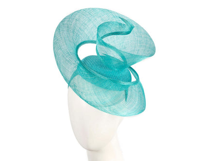 Bespoke turquoise sinamay fascinator by Fillies Collection-0