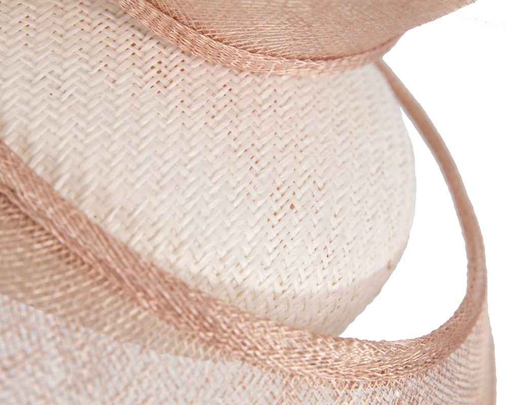 Bespoke white & blush sinamay fascinator by Fillies Collection-4