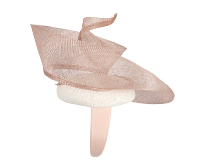 Bespoke white & blush sinamay fascinator by Fillies Collection-3