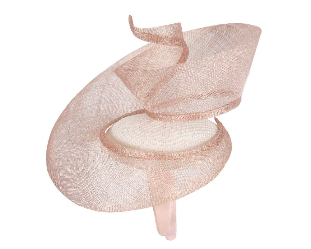 Bespoke white & blush sinamay fascinator by Fillies Collection-2