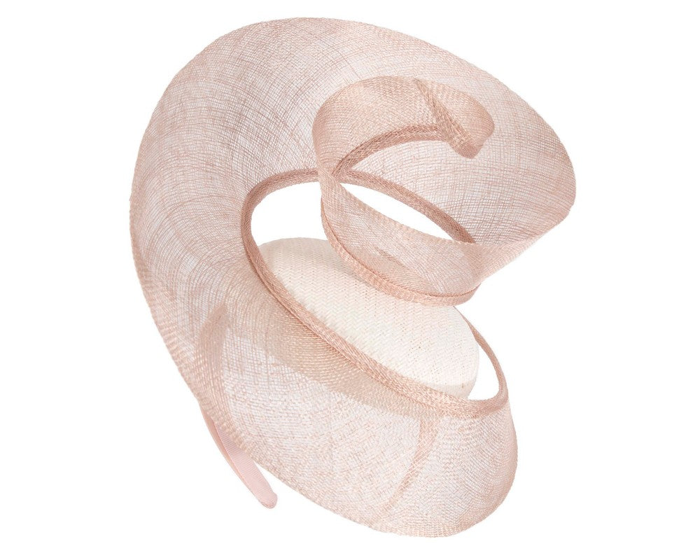Bespoke white & blush sinamay fascinator by Fillies Collection-1