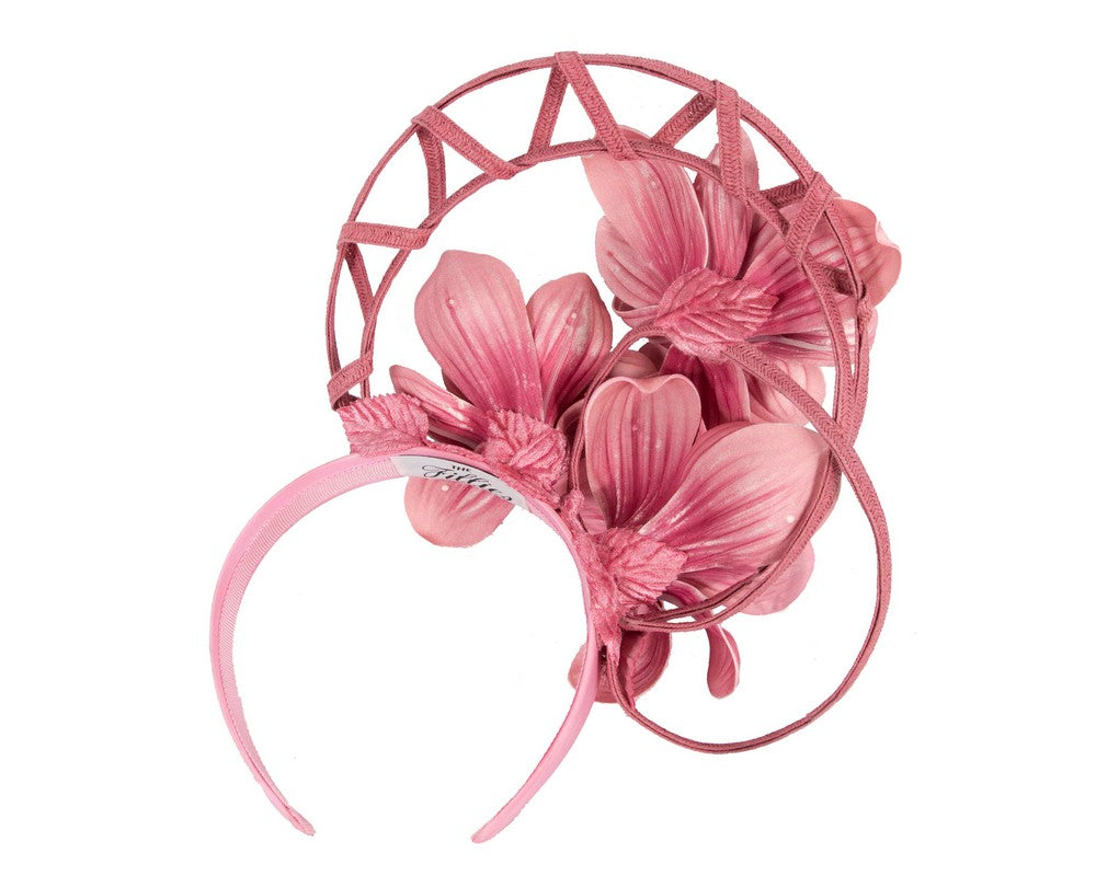 Bespoke dusty pink flower fascinator by Fillies Collection