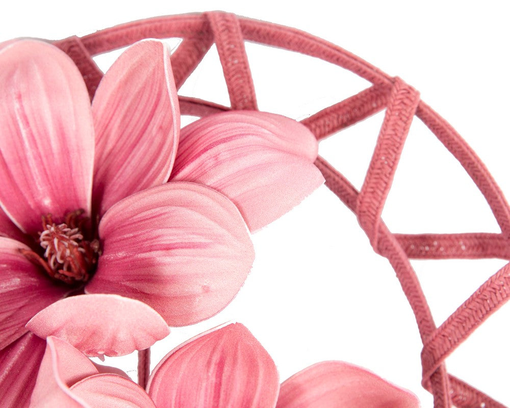 Bespoke dusty pink flower fascinator by Fillies Collection
