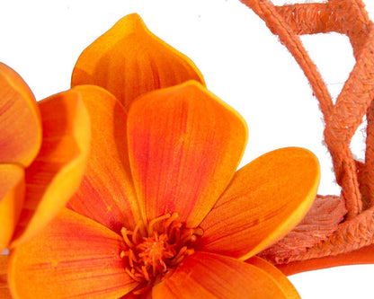 Bespoke orange flower fascinator by Fillies Collection