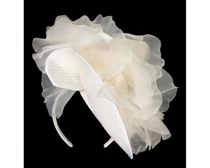 Exclusive white fascinator with flower by Fillies Collection
