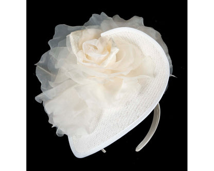 Exclusive white fascinator with flower by Fillies Collection