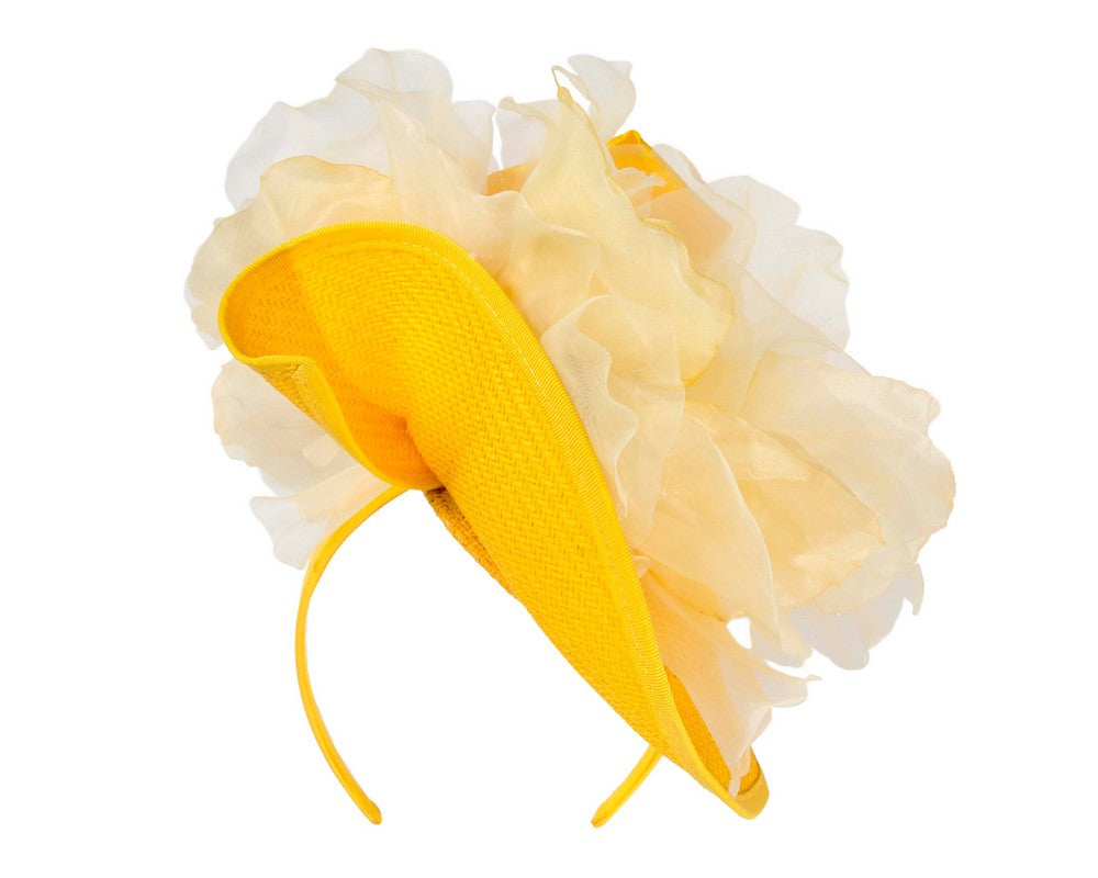 Exclusive yellow fascinator with flower by Fillies Collection