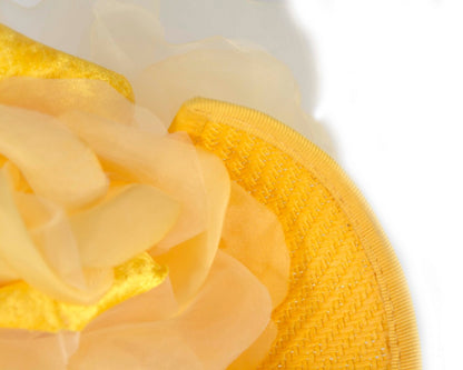 Exclusive yellow fascinator with flower by Fillies Collection