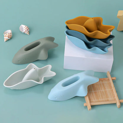 Bath Toy Set of 3 Silicone Sharks Multivariant-2