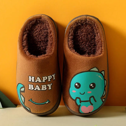 Warm and padded home slippers for children with monster-8