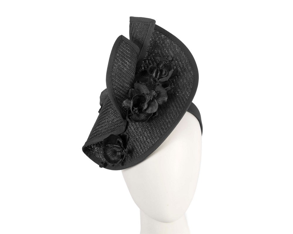 Black spring racing fascinator with orchid