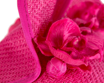 Fuchsia spring racing fascinator with orchid