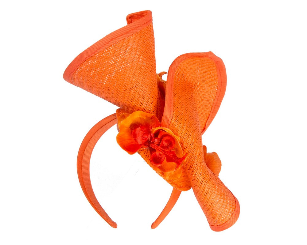 Orange spring racing fascinator with orchid-5