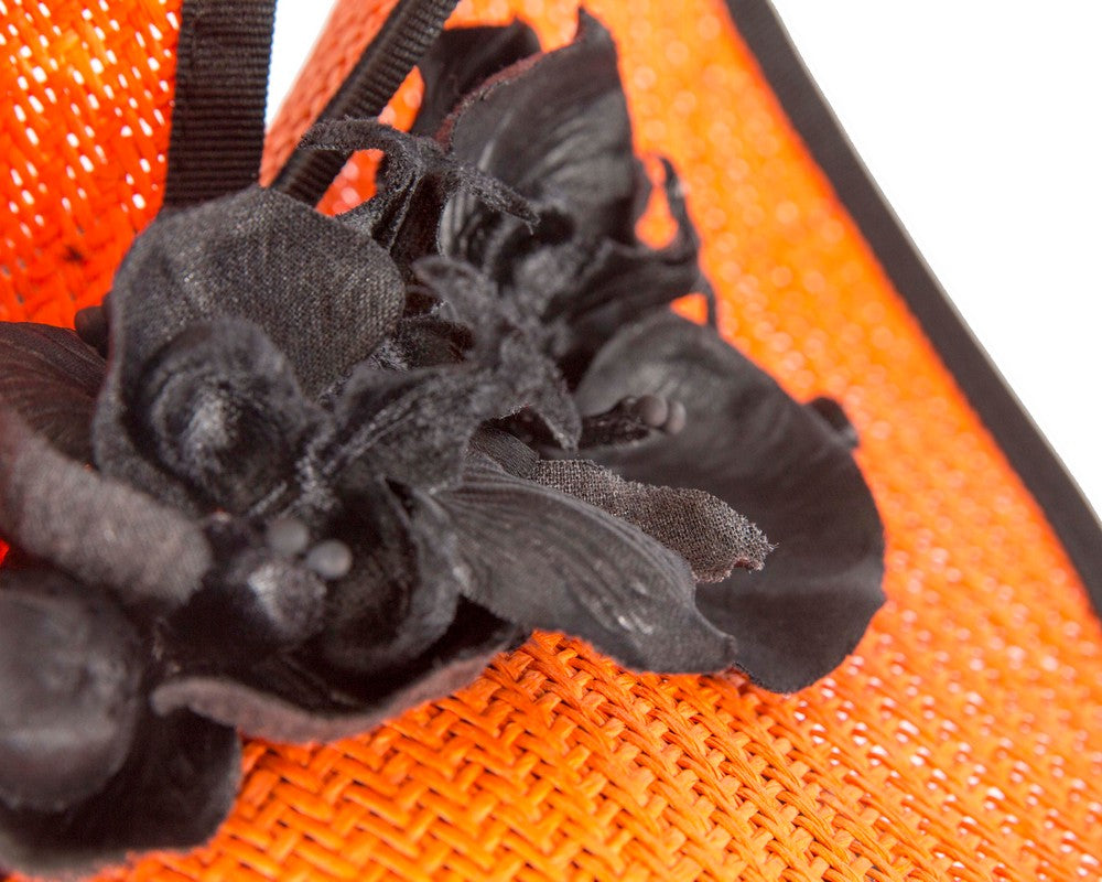 Orange & black spring racing fascinator with orchid-4
