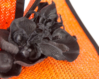 Orange & black spring racing fascinator with orchid-4