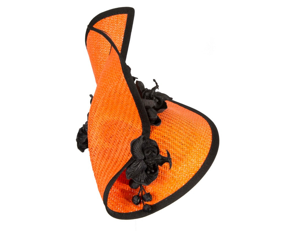 Orange & black spring racing fascinator with orchid-3