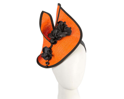 Orange & black spring racing fascinator with orchid-0
