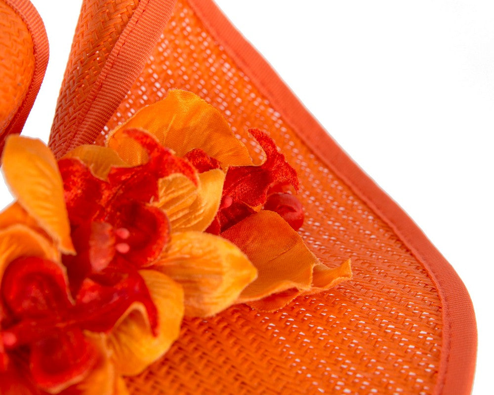 Orange spring racing fascinator with orchid-4