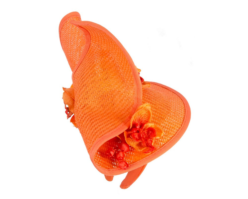 Orange spring racing fascinator with orchid-3