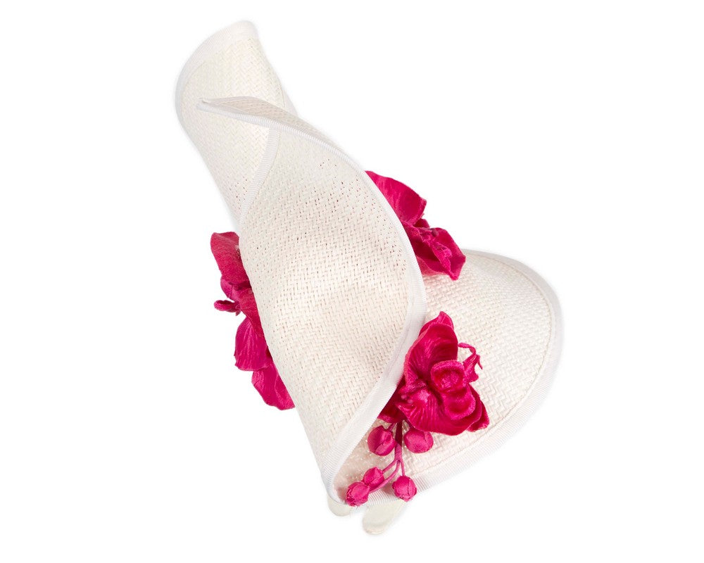 White & Fuchsia  spring racing fascinator with orchid-3
