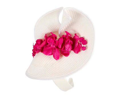 White & Fuchsia  spring racing fascinator with orchid-2