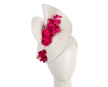 White & Fuchsia  spring racing fascinator with orchid-0