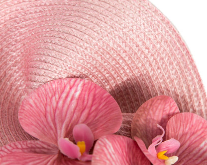 Large dusty pink fascinator with orchids by Fillies Collection-2