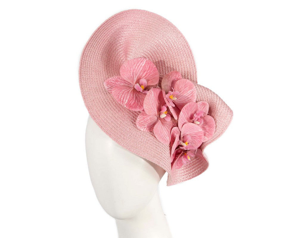 Large dusty pink fascinator with orchids by Fillies Collection-0