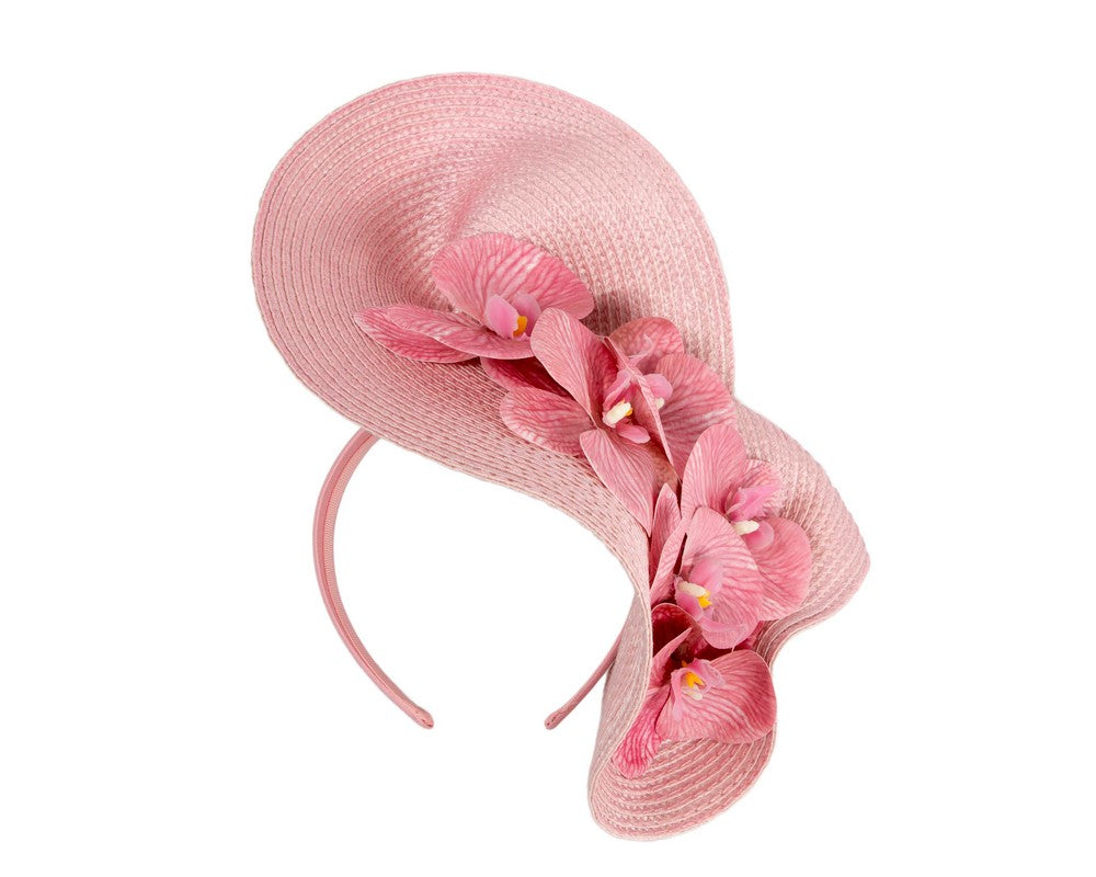 Large dusty pink fascinator with orchids by Fillies Collection-1