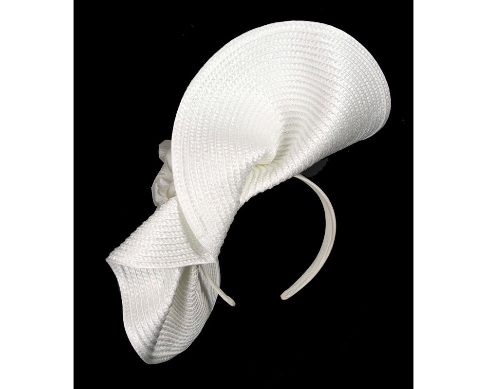 Large white fascinator with orchids by Fillies Collection-3