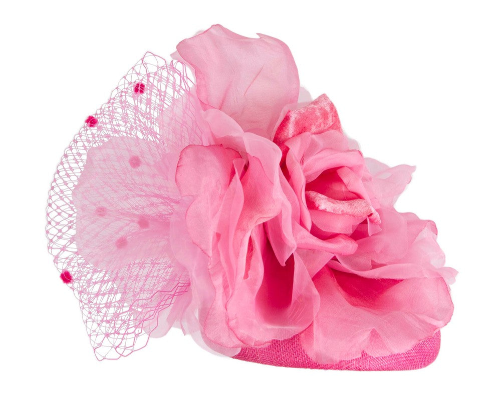 Hot Pink flower pillbox fascinator by Fillies Collection-2