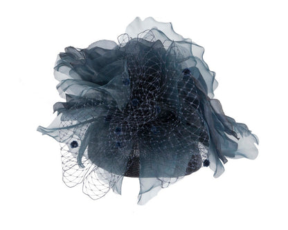 Navy flower pillbox fascinator by Fillies Collection-5
