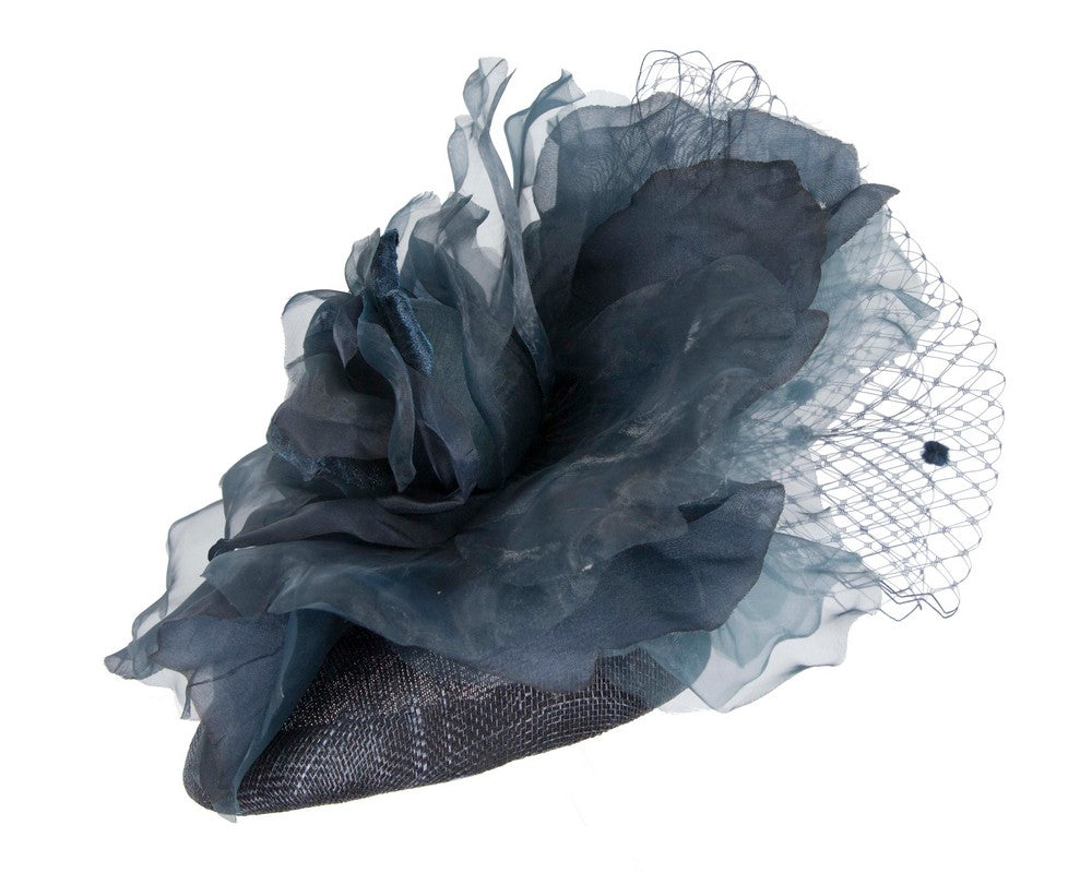 Navy flower pillbox fascinator by Fillies Collection-3