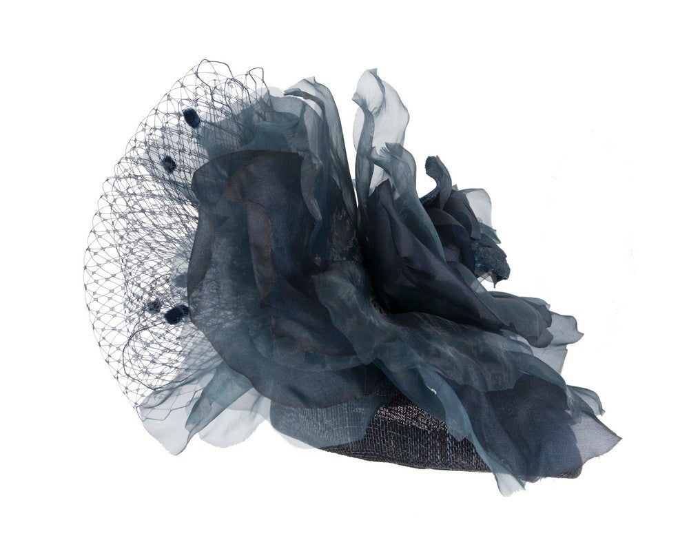 Navy flower pillbox fascinator by Fillies Collection-2