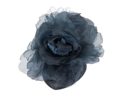 Navy flower pillbox fascinator by Fillies Collection-1