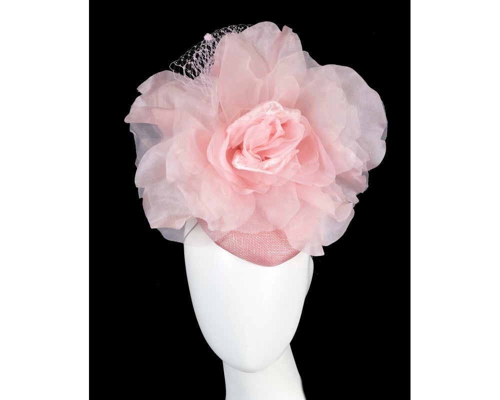 Pink flower pillbox fascinator by Fillies Collection-0
