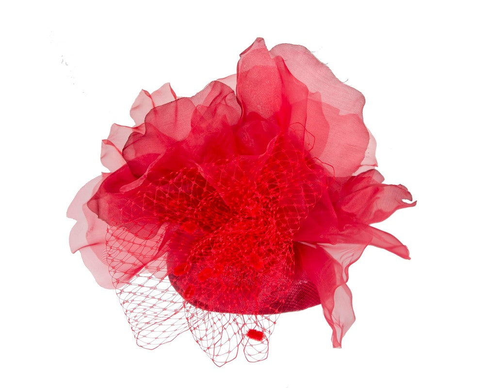Red flower pillbox fascinator by Fillies Collection-5